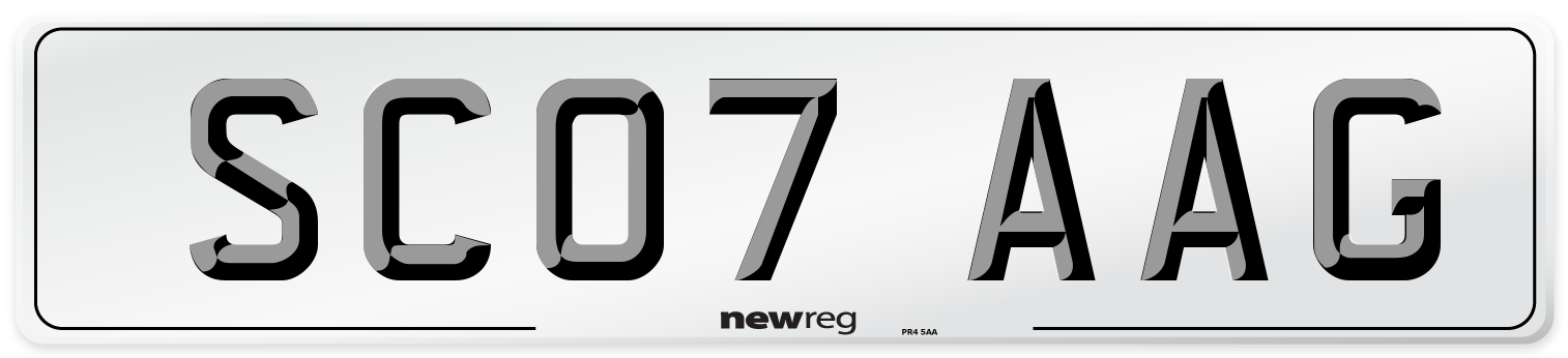SC07 AAG Number Plate from New Reg